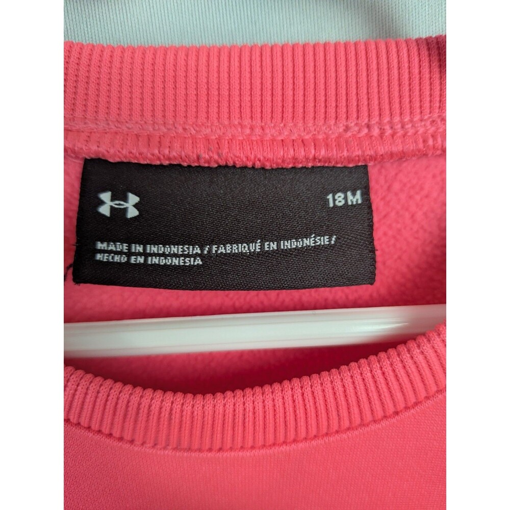 Under Armour Girls 18 Months Pink & Black Logo Crew Neck Sweatshirt UA Pullover - Picture 6 of 8